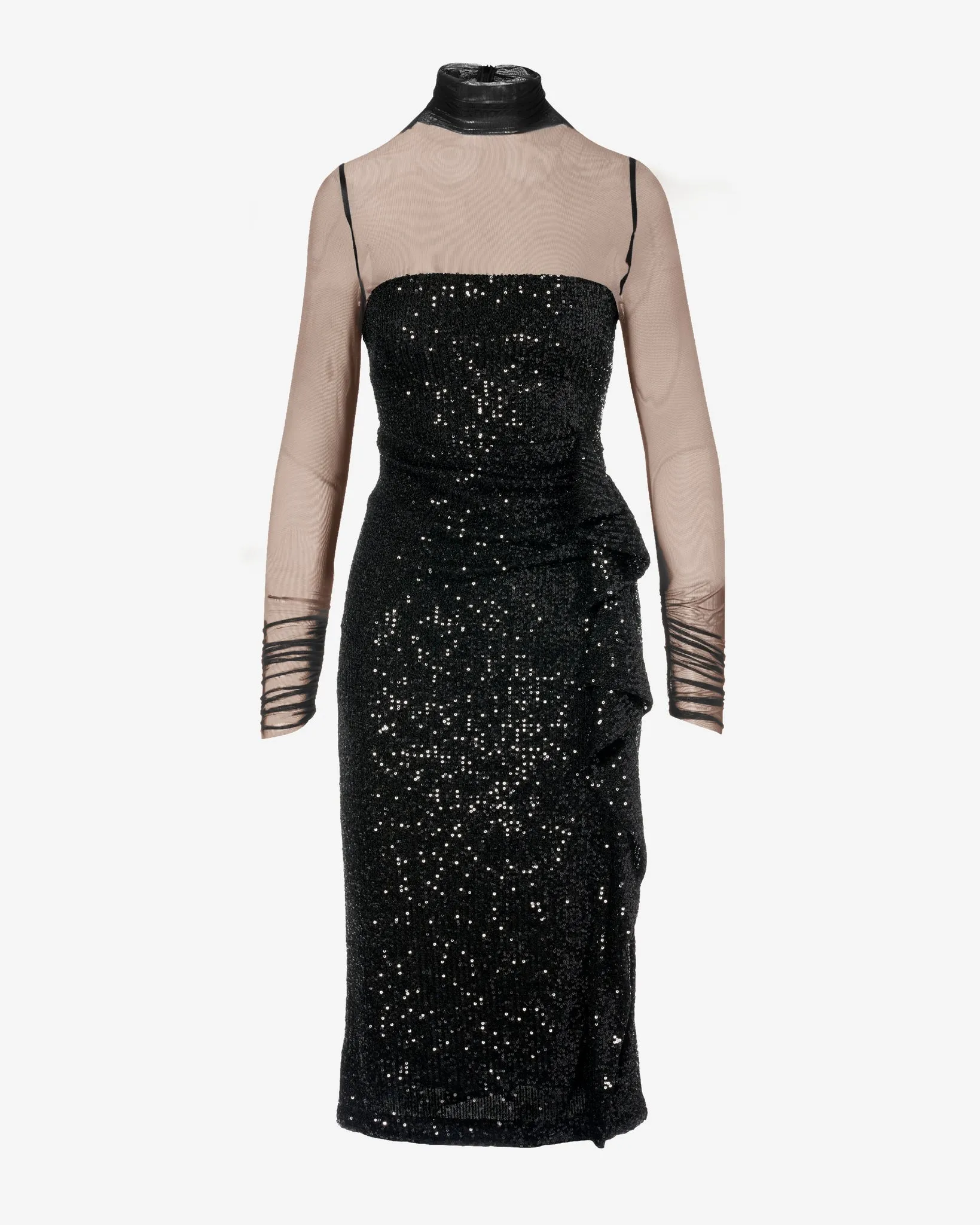 Mesh Long Sleeve Sequin Sheath Dress Black sold by Boston Proper product image thumbnail 2