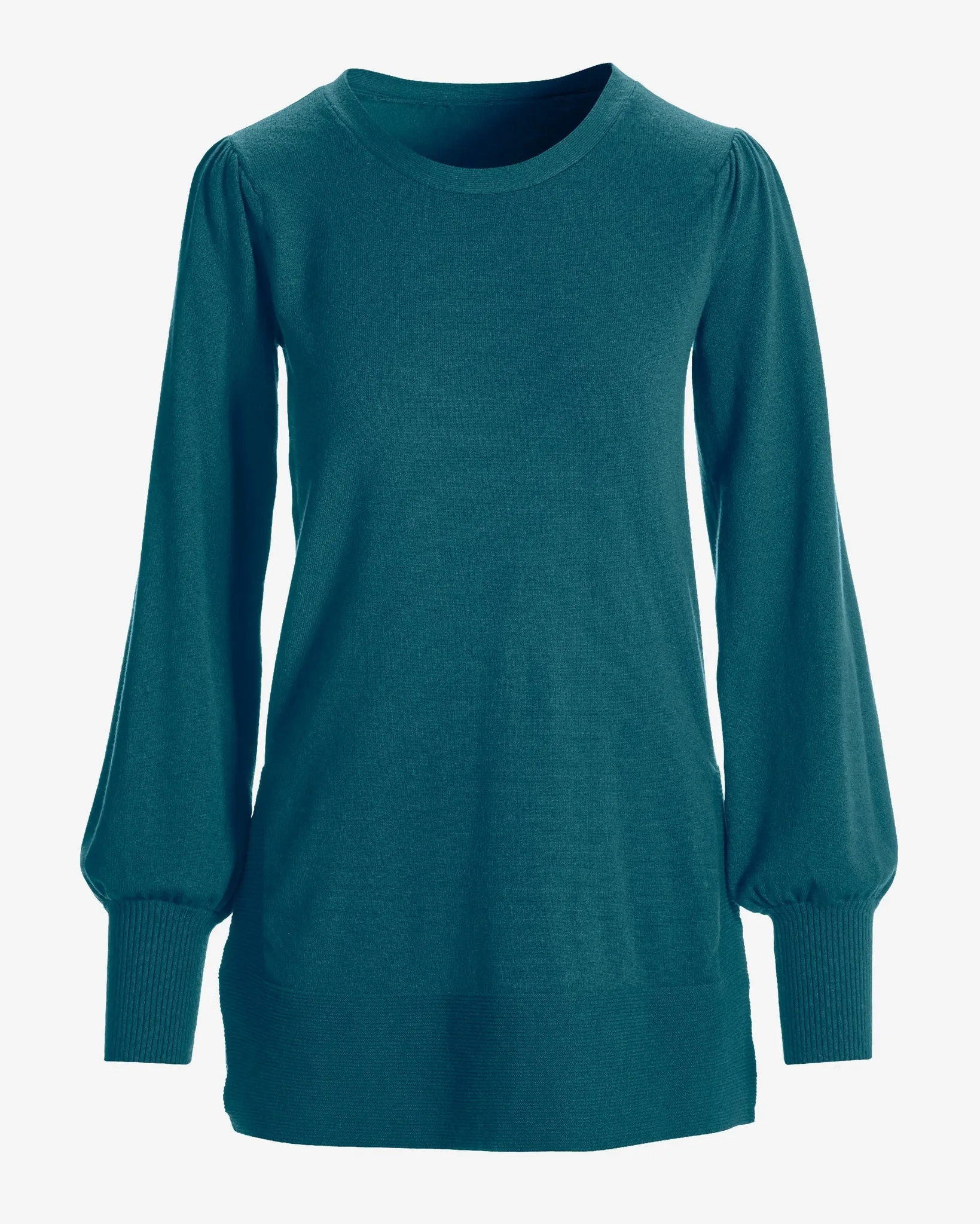 Lightweight Puff Sleeve Tunic Sweater Deep Lagoon sold by Boston Proper product image thumbnail 2