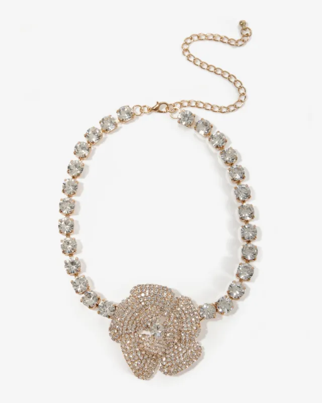 Rosette Rhinestone Choker Necklace Gold sold by Boston Proper