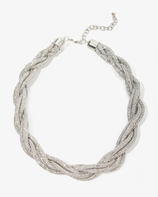 Rhinestone Twist Necklace Silver sold by Boston Proper