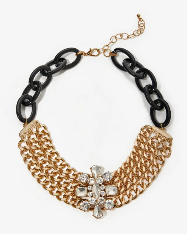 Gold Chain Link Choker Necklace Black/Gold sold by Boston Proper