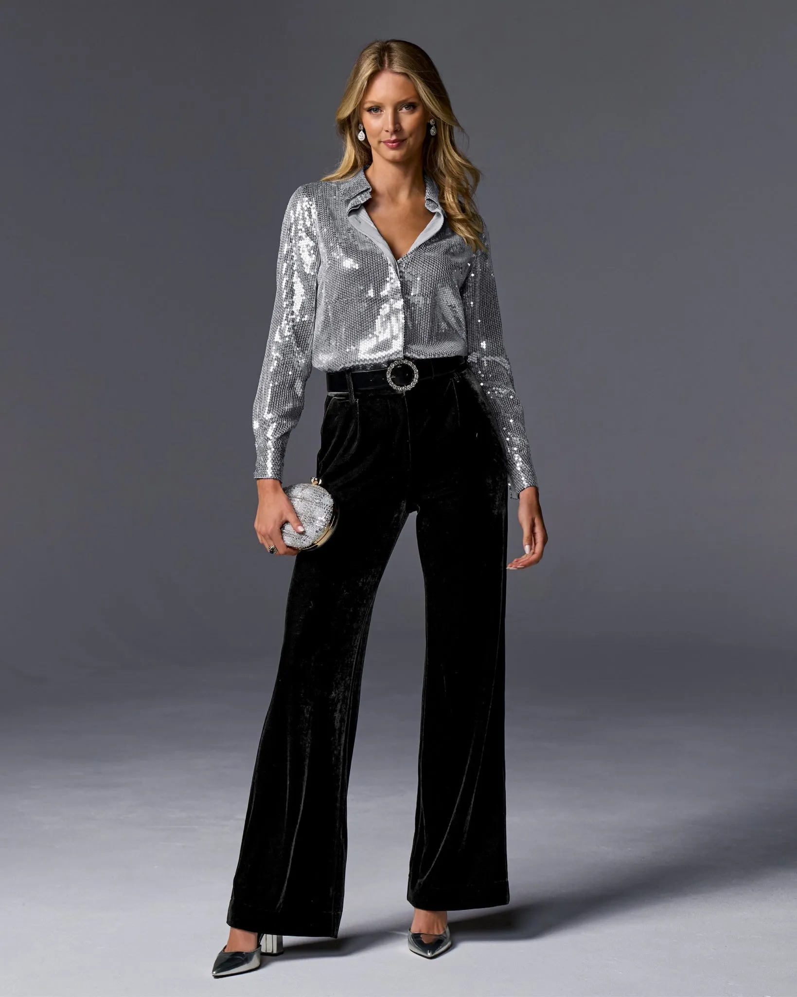 Malibu Wide Leg Velvet Trouser Pant Black sold by Boston Proper
