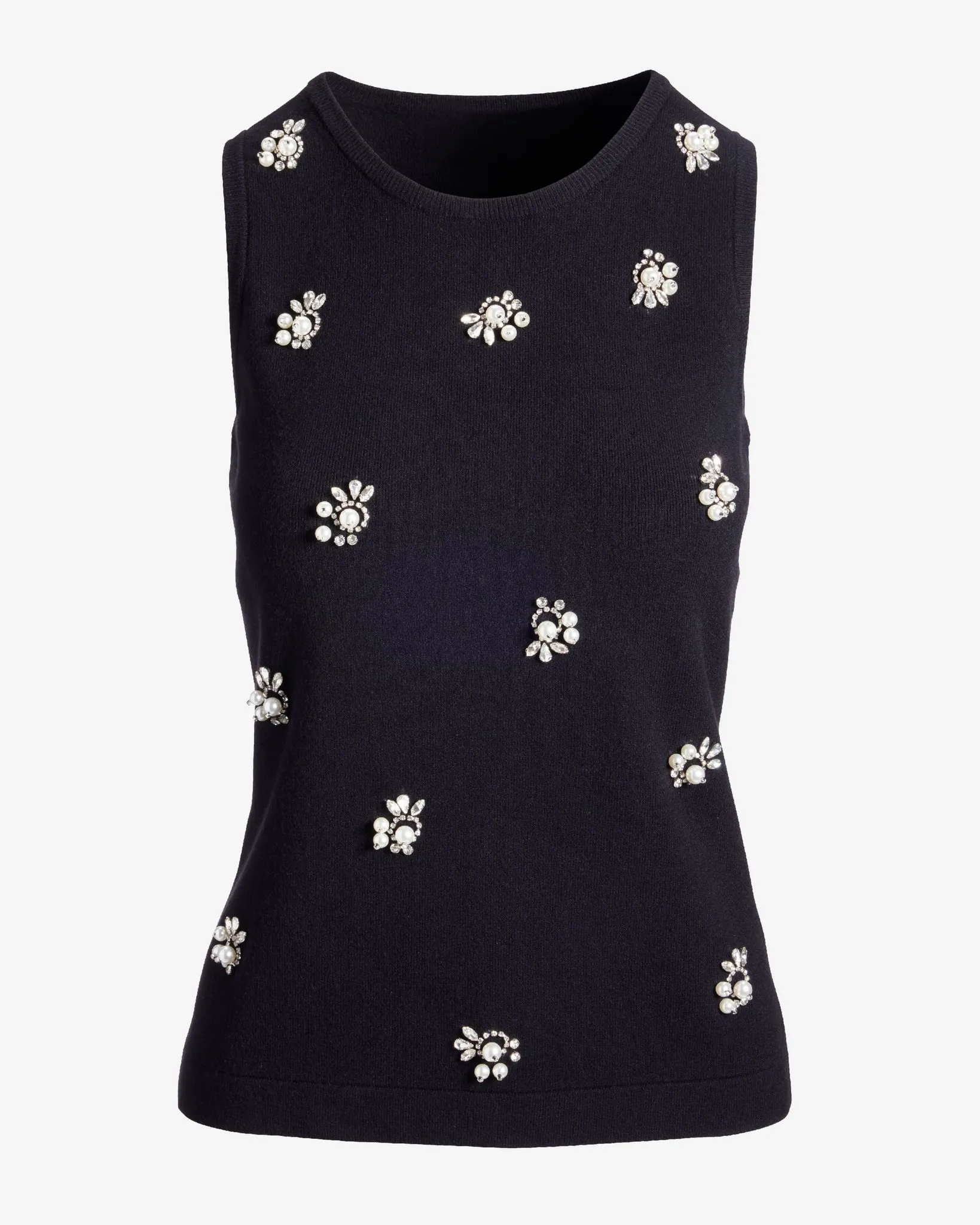Pearl and Rhinestone Embellished Tank Black sold by Boston Proper product image thumbnail 2