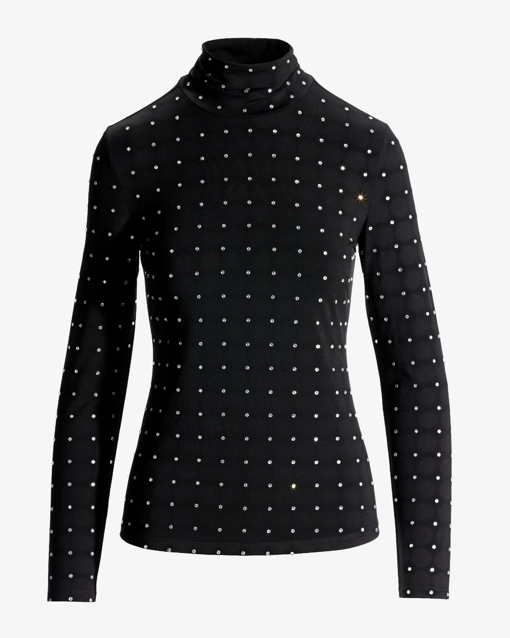So Chic Rhinestone Long Sleeve Mock Neck Knit Top Proper Black sold by Boston Proper product image thumbnail 2