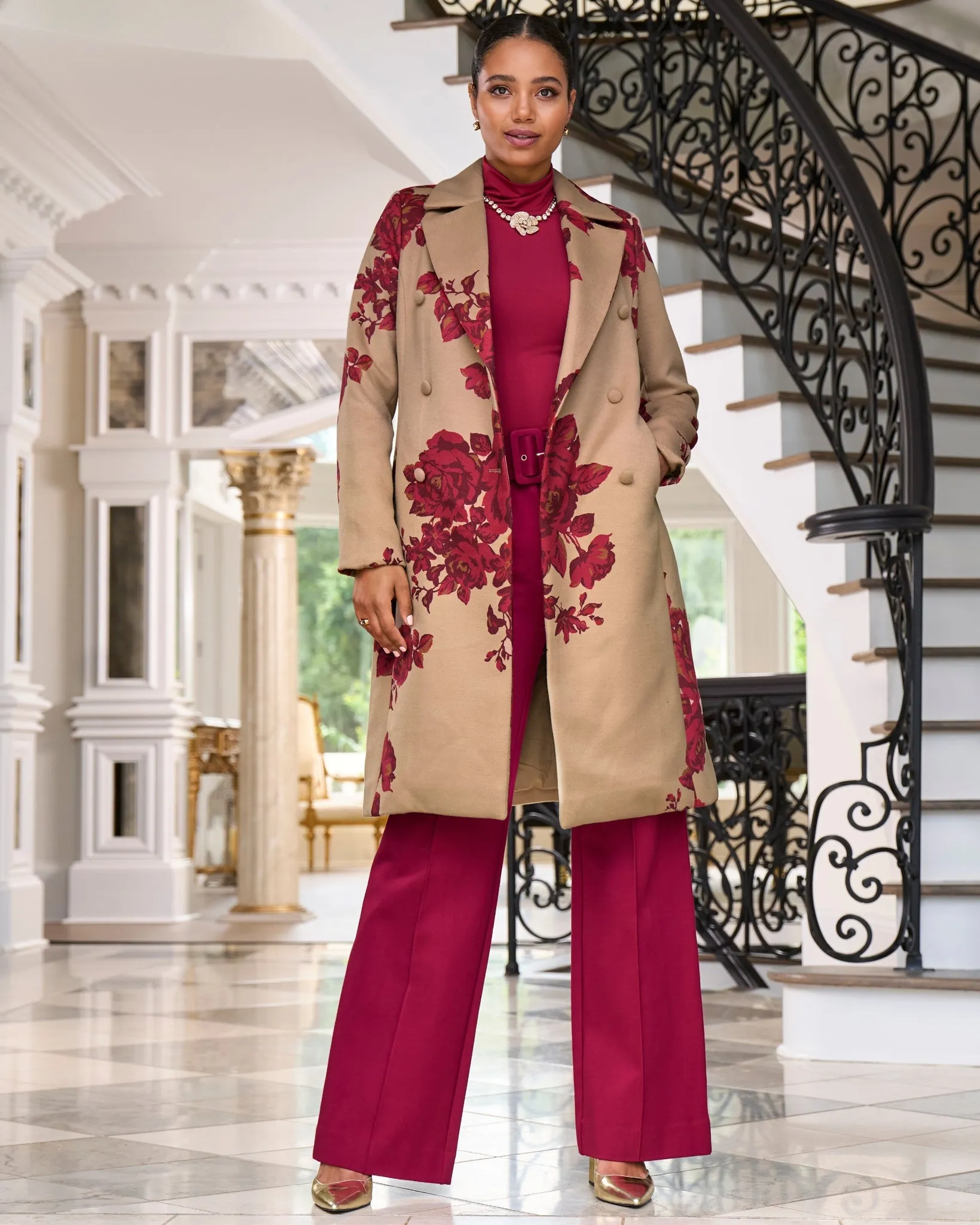 So Chic Ruched Turtleneck Top Rumba Red sold by Boston Proper product image thumbnail 2