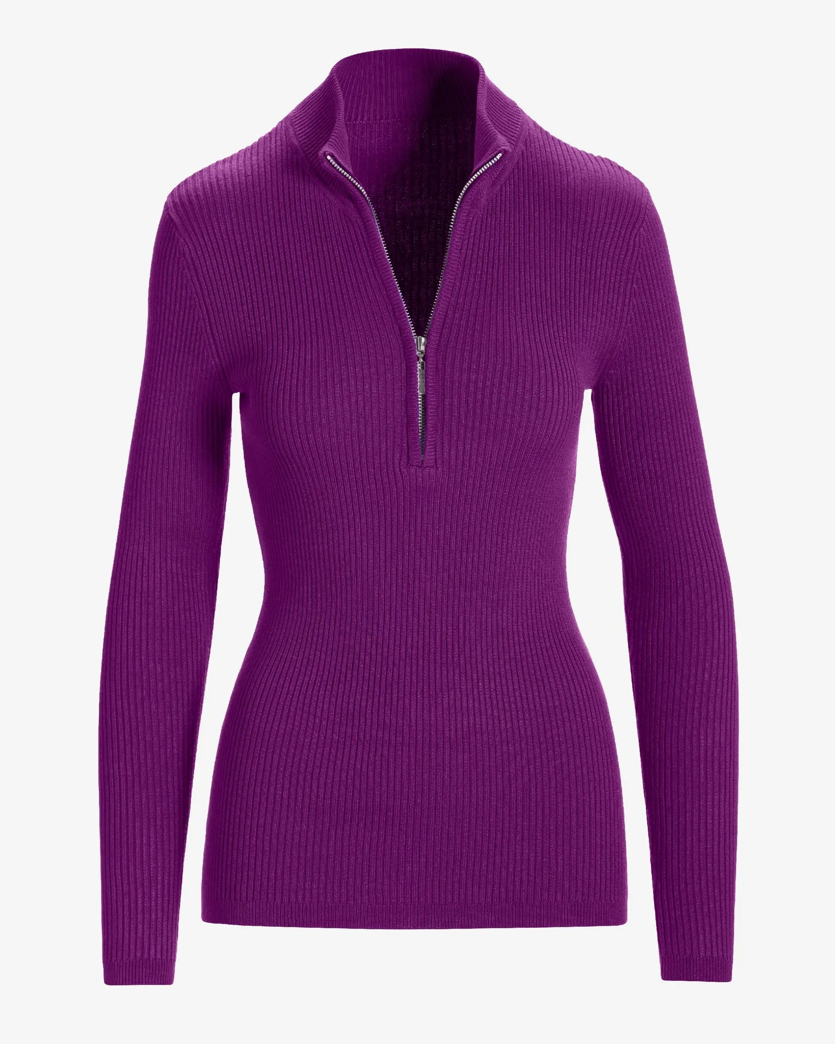 Ribbed Half Zip Up Sweater Grape Juice sold by Boston Proper product image thumbnail 2