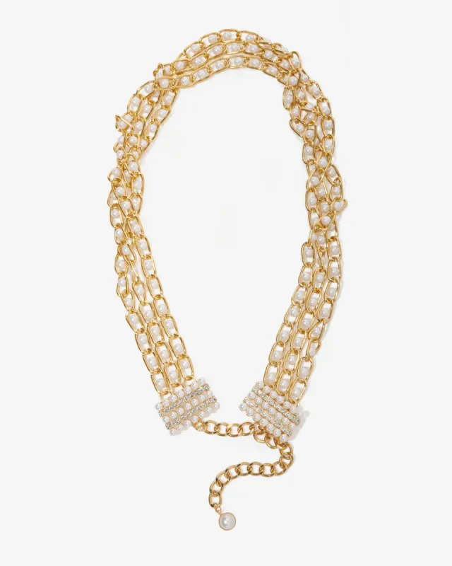 Pearl and Gold Chain Belt Gold sold by Boston Proper