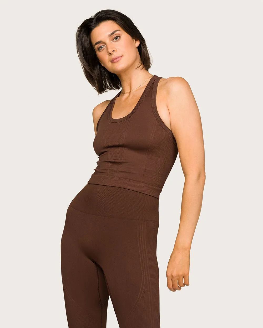 Barre Racer Tank Coffee sold by Boston Proper