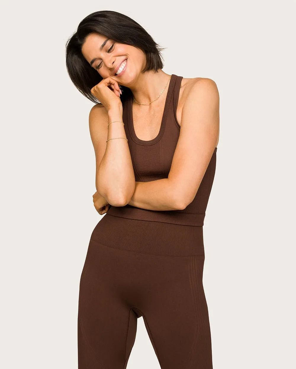 Barre Racer Tank Coffee sold by Boston Proper product image thumbnail 3