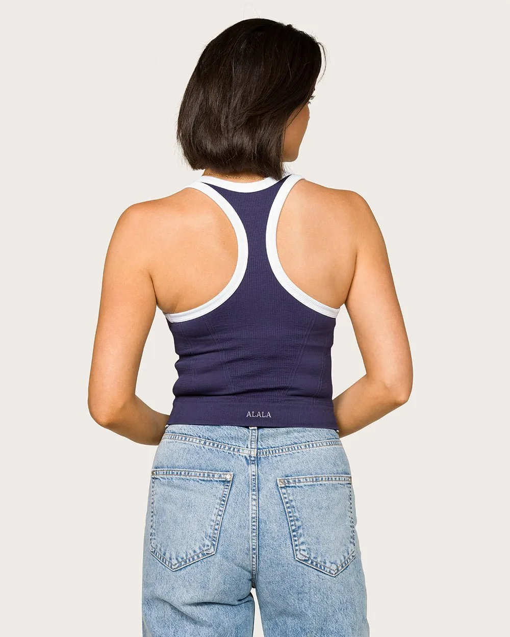 Barre Racer Tank Navy & White sold by Boston Proper product image thumbnail 2
