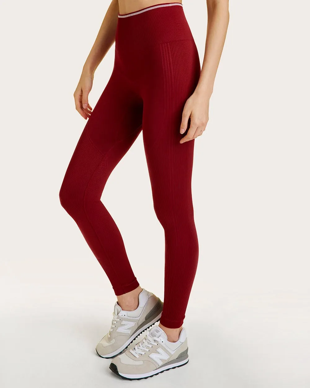 Barre Seamless Leggings Garnet & White sold by Boston Proper product image thumbnail 5
