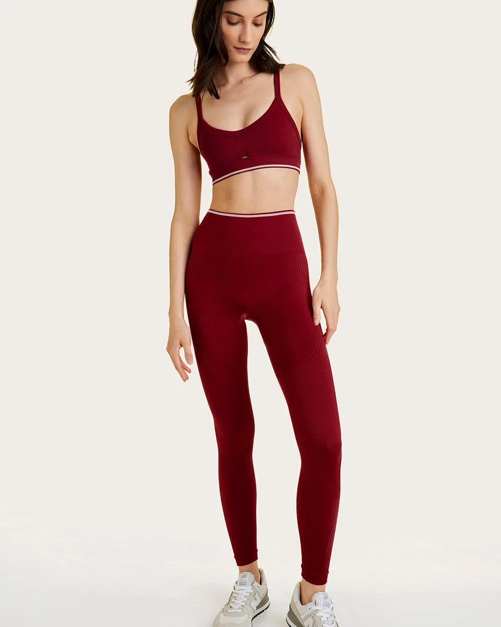 Barre Seamless Leggings Garnet & White sold by Boston Proper product image thumbnail 4