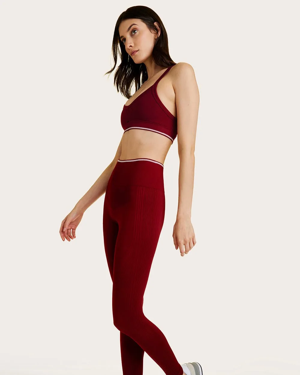 Barre Seamless Leggings Garnet & White sold by Boston Proper product image thumbnail 3