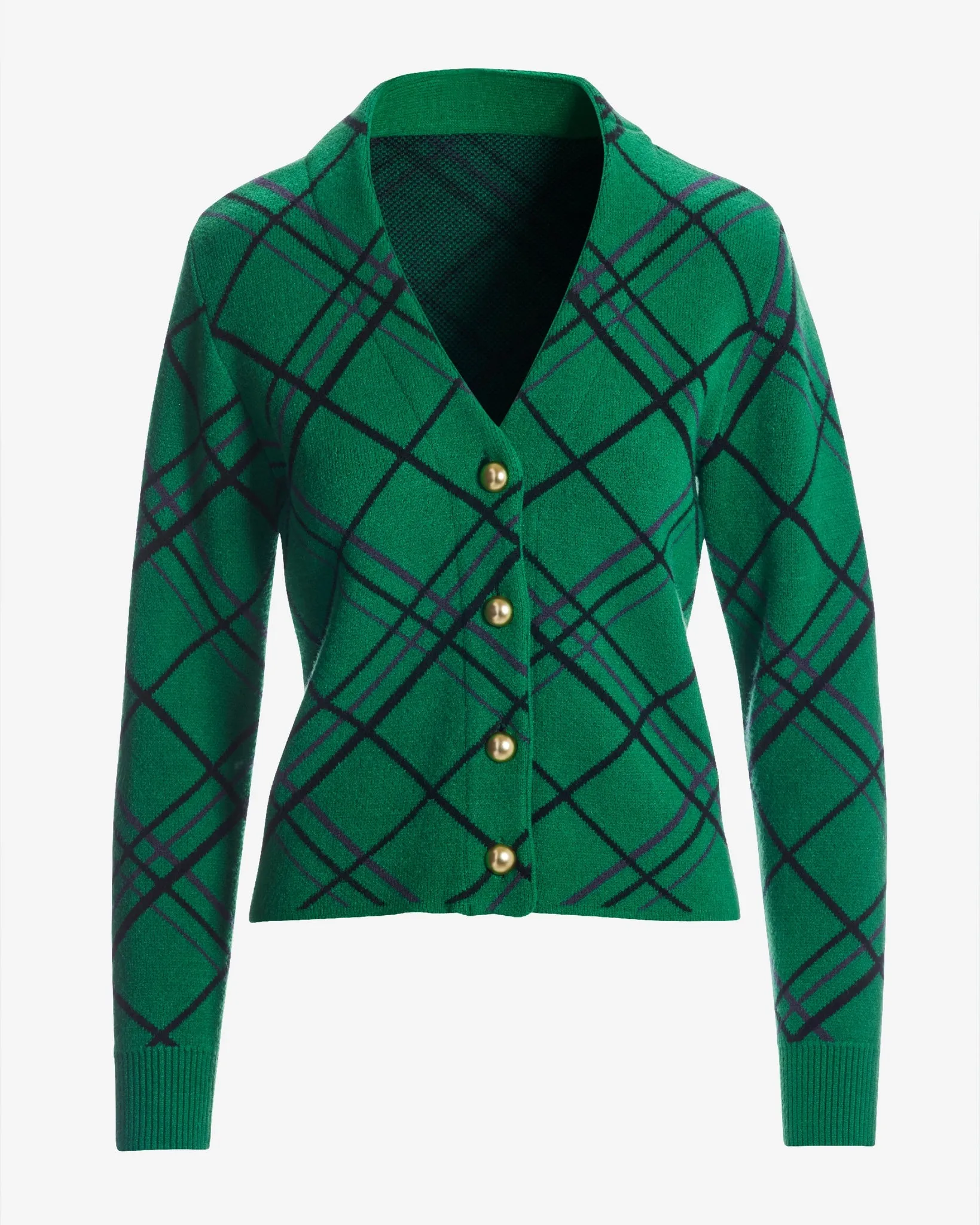 Plaid Sweater Cardigan Green Multi sold by Boston Proper product image thumbnail 2