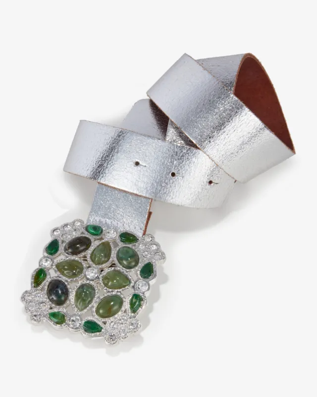 Green Marble Crystal Belt Green/Silver sold by Boston Proper