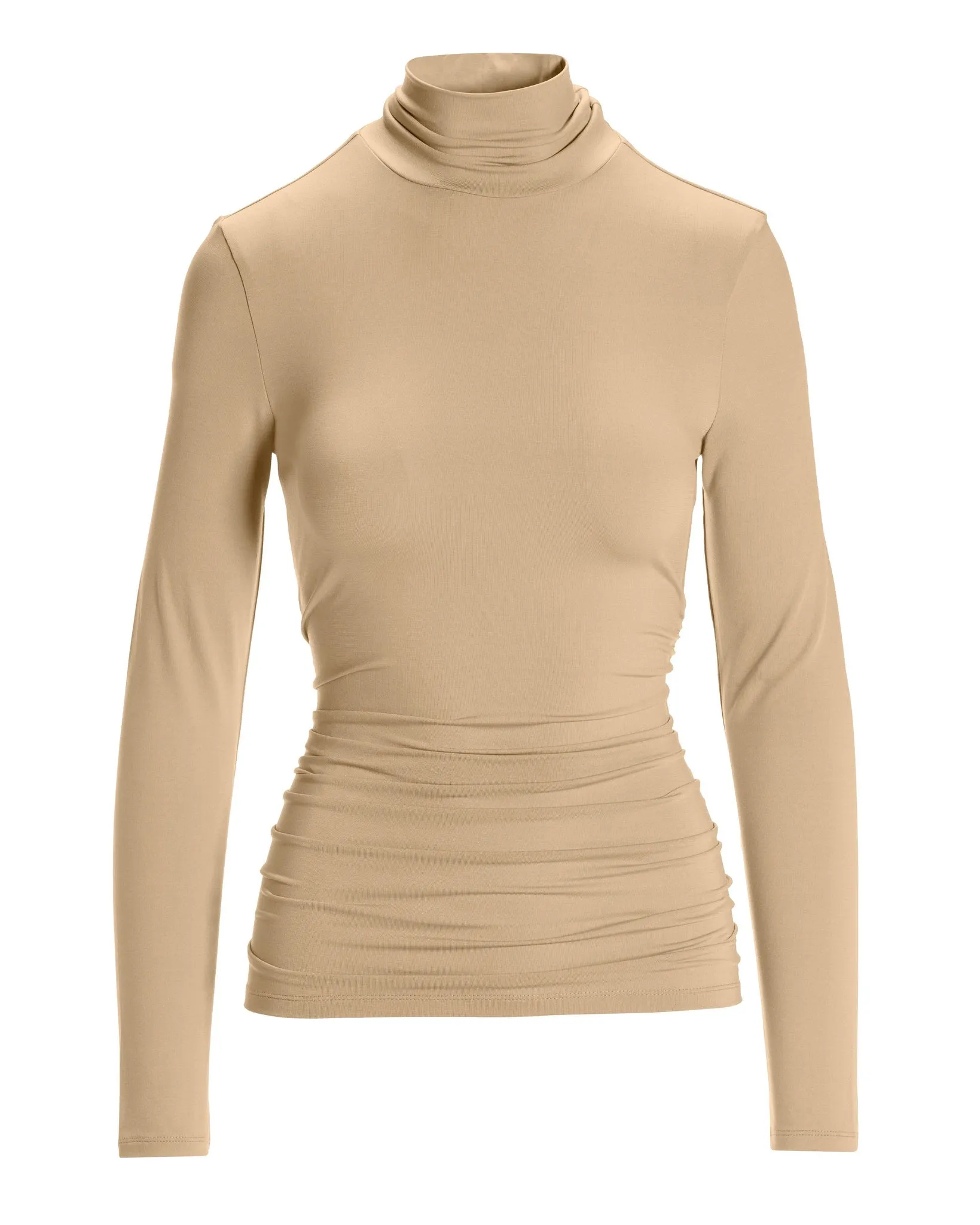 So Chic Ruched Turtleneck Top Sesame sold by Boston Proper product image thumbnail 2
