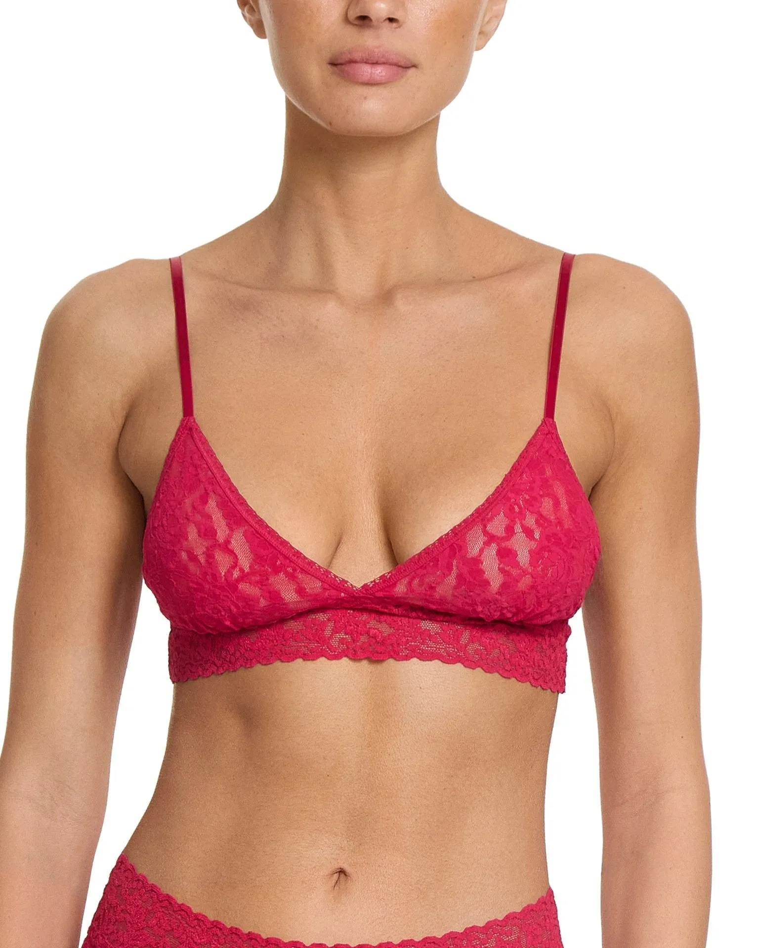Signature Lace Padded Triangle Bralette Beet Juice Red sold by Boston Proper