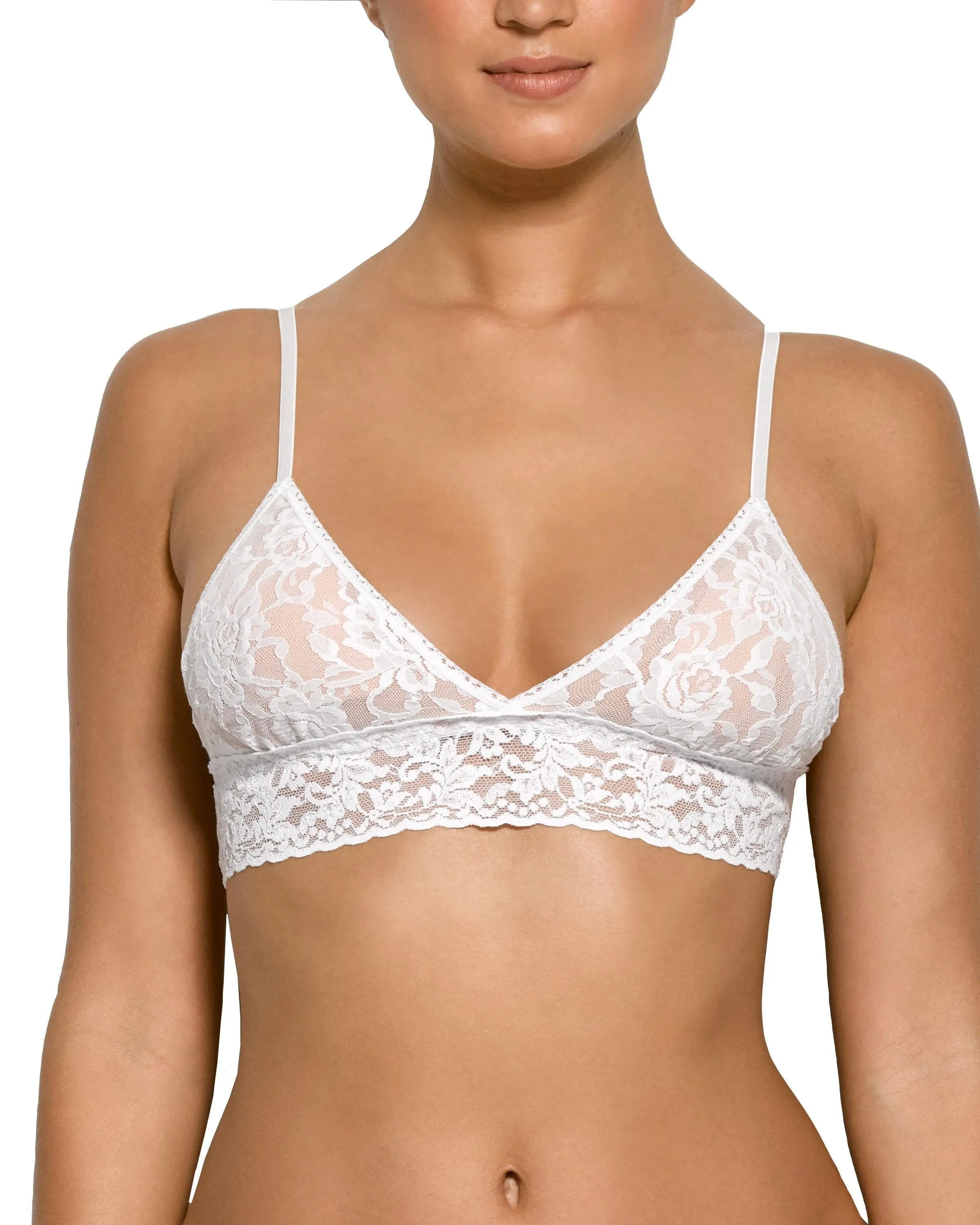 Signature Lace Padded Triangle Bralette White sold by Boston Proper