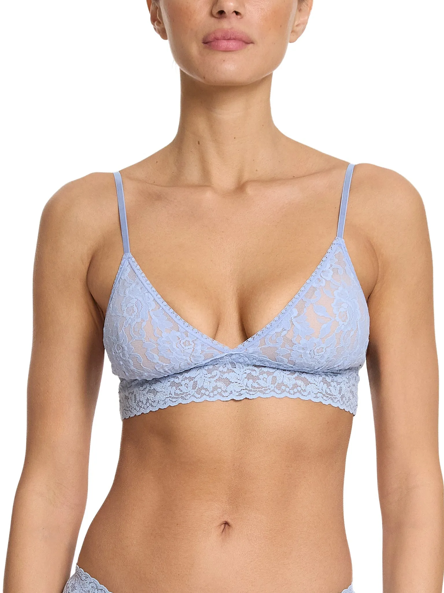 Signature Lace Padded Triangle Bralette Clarity Blue sold by Boston Proper