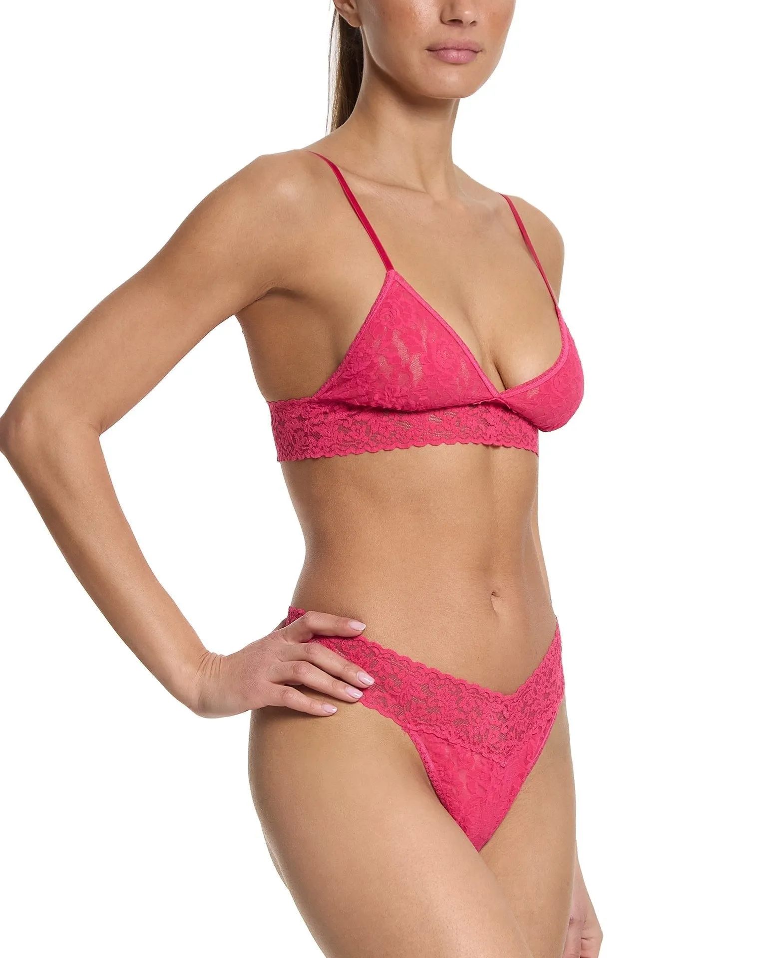 Signature Lace Original Rise Thong Sweet Tart Pink sold by Boston Proper product image thumbnail 4