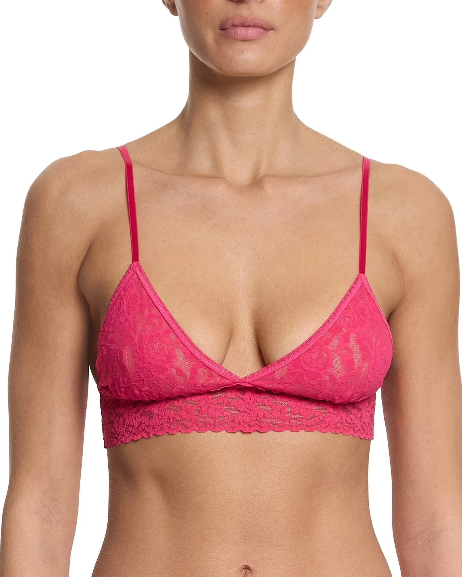 Signature Lace Padded Triangle Bralette Sweet Tart Pink sold by Boston Proper product image thumbnail 2