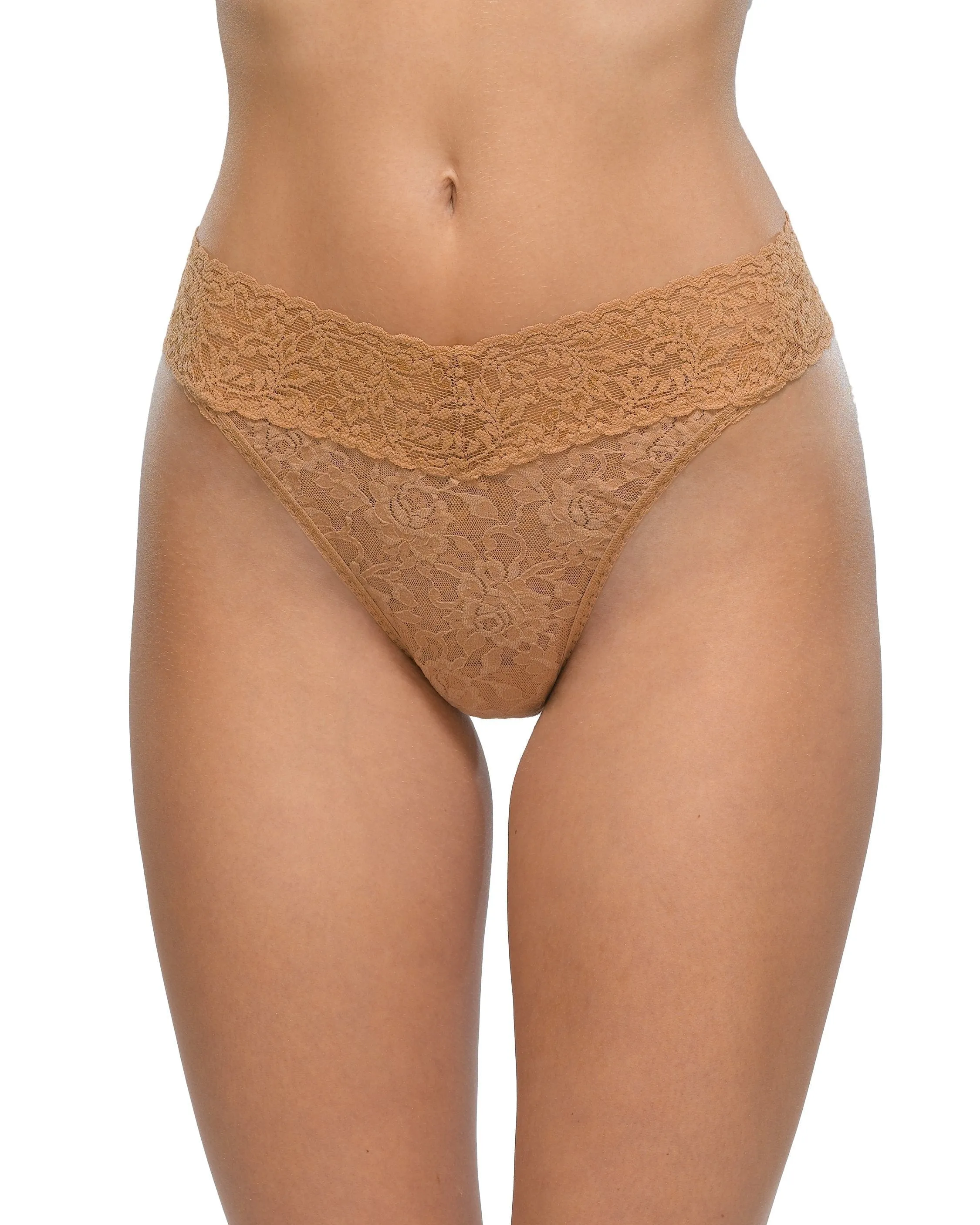Signature Lace Original Rise Thong Suntan Beige sold by Boston Proper
