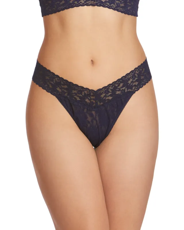 Signature Lace Original Rise Thong Navy sold by Boston Proper
