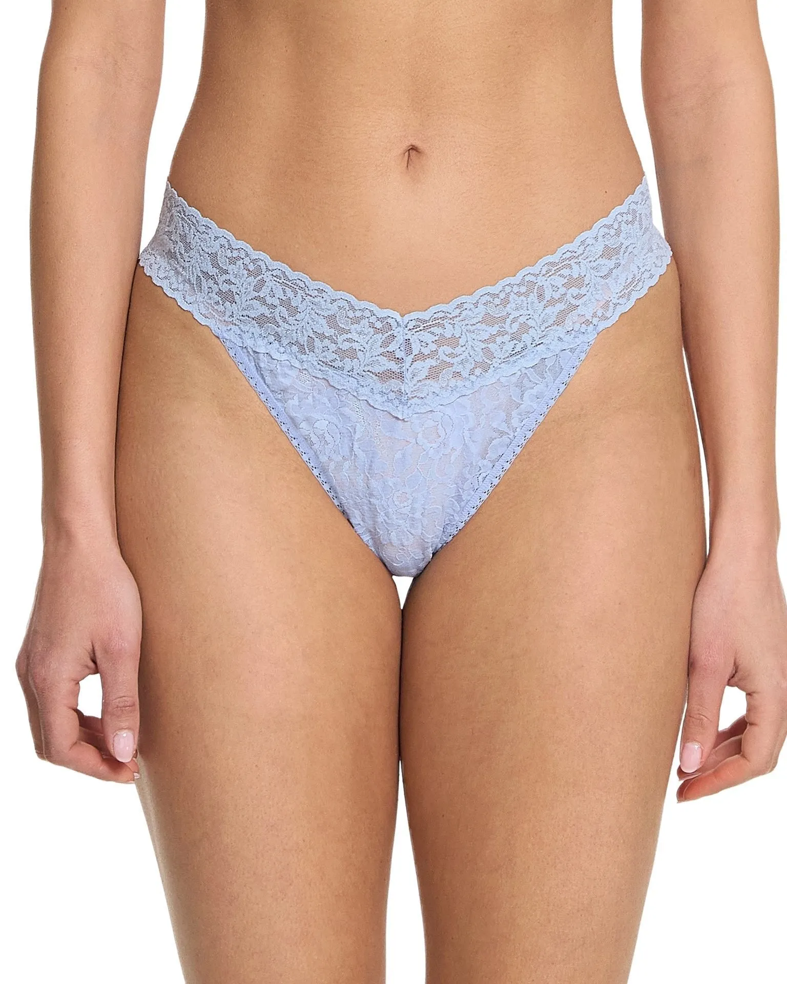 Signature Lace Original Rise Thong Clarity Blue sold by Boston Proper