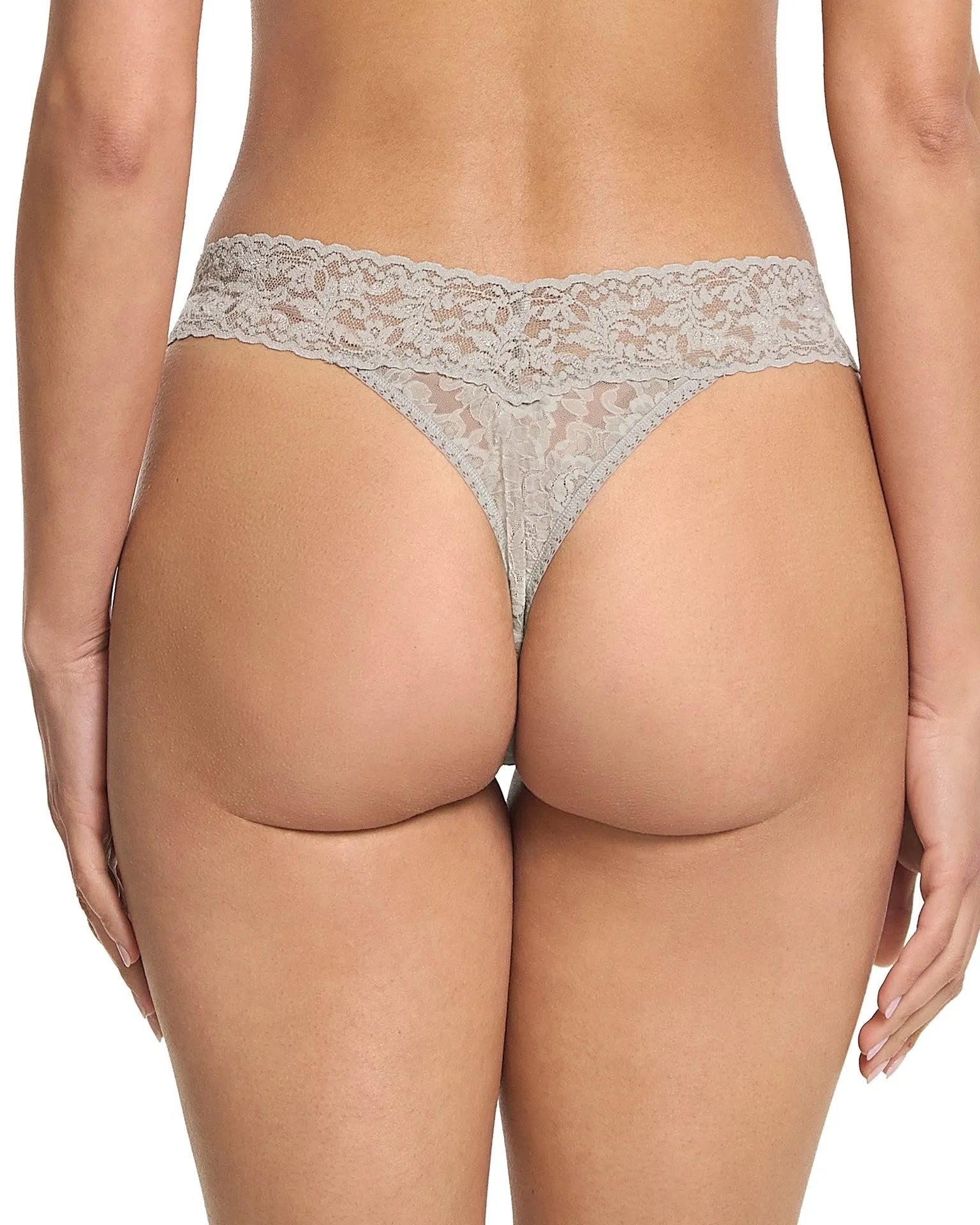 Signature Lace Original Rise Thong Sleep In Grey sold by Boston Proper product image thumbnail 3