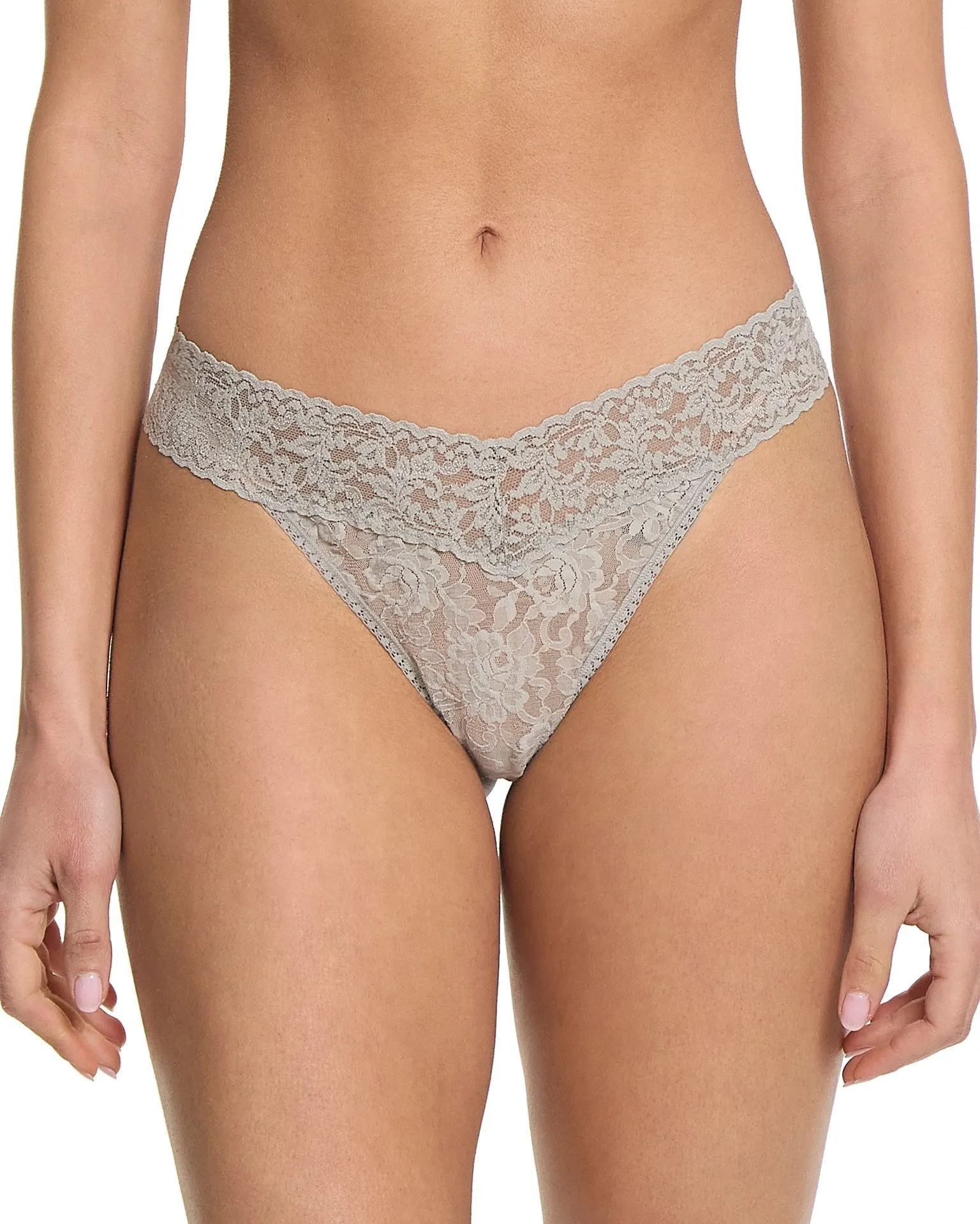 Signature Lace Original Rise Thong Sleep In Grey sold by Boston Proper