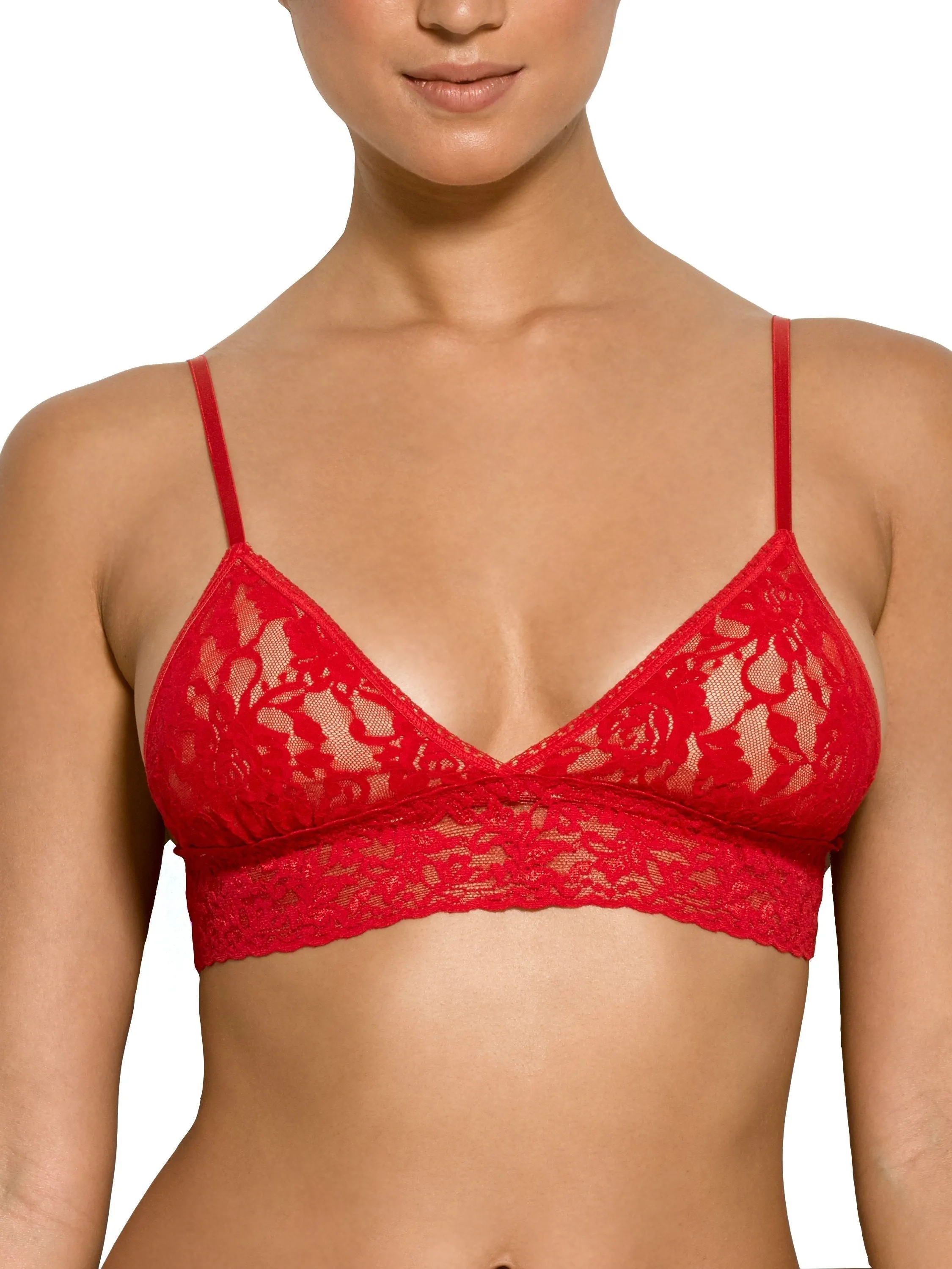Signature Lace Padded Triangle Bralette Red sold by Boston Proper