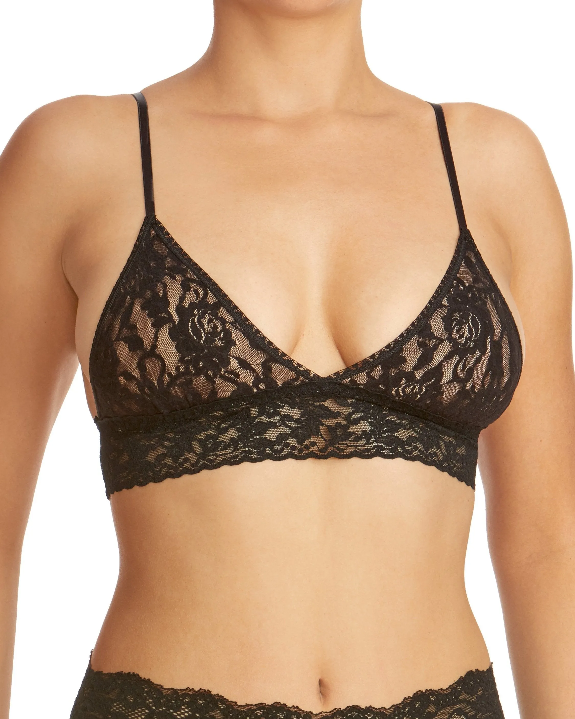Signature Lace Padded Triangle Bralette Black sold by Boston Proper