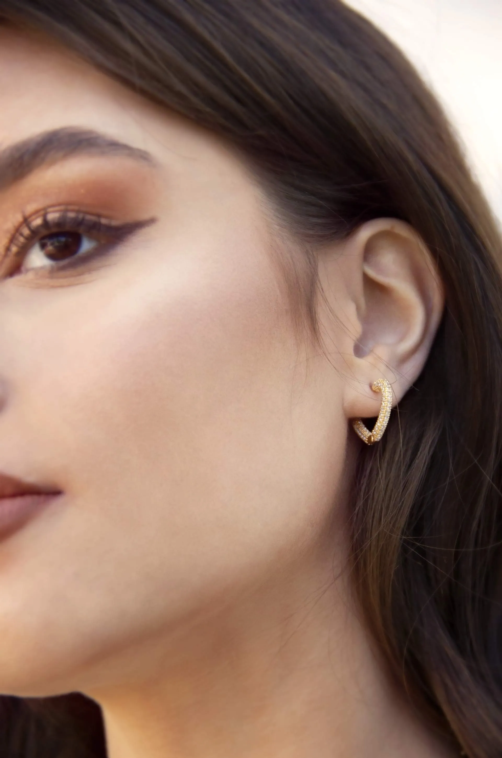 Mini Crystal Cluster Heart Hoop Earrings sold by Boston Proper product image thumbnail 2
