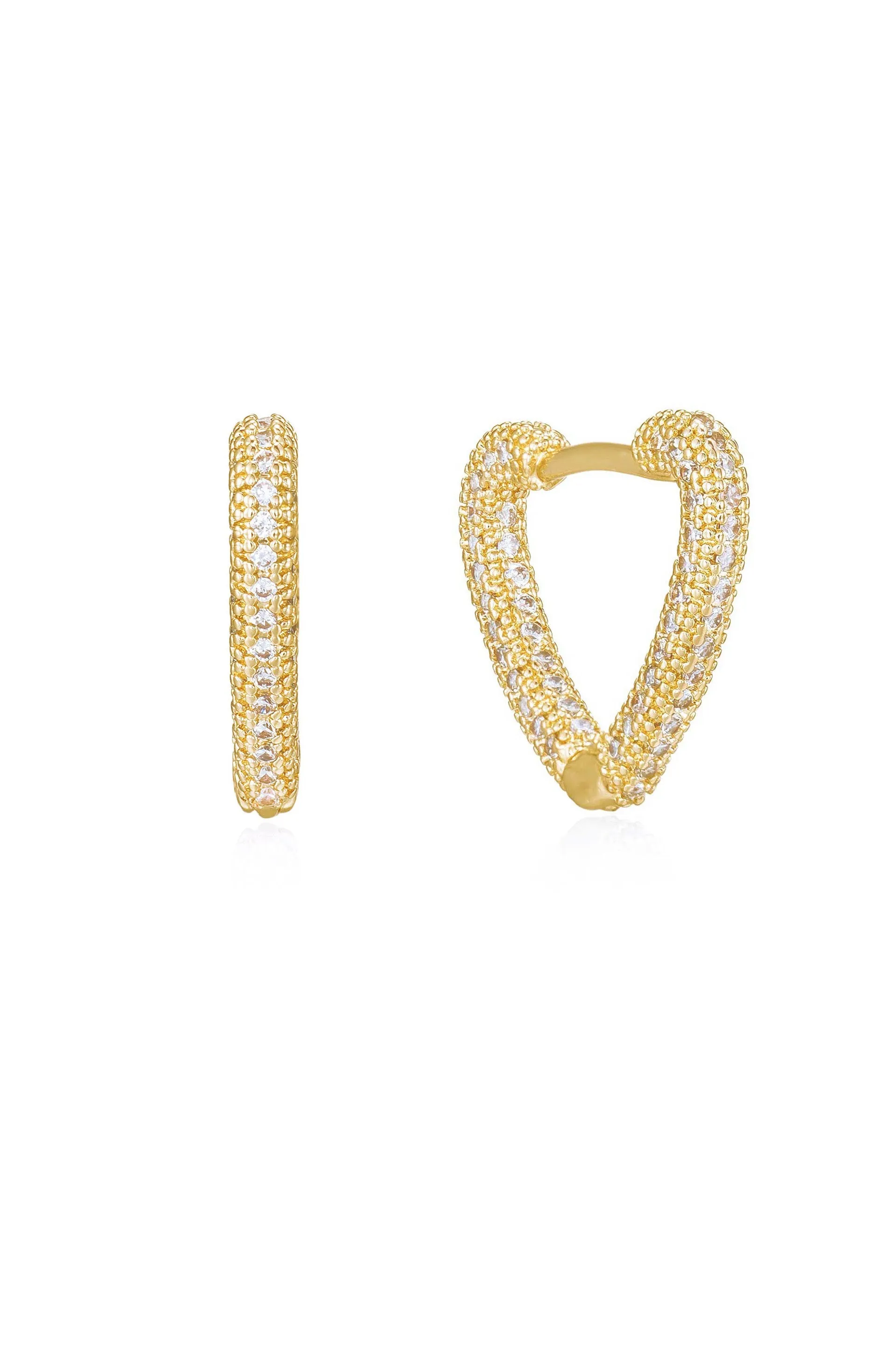 Mini Crystal Cluster Heart Hoop Earrings sold by Boston Proper