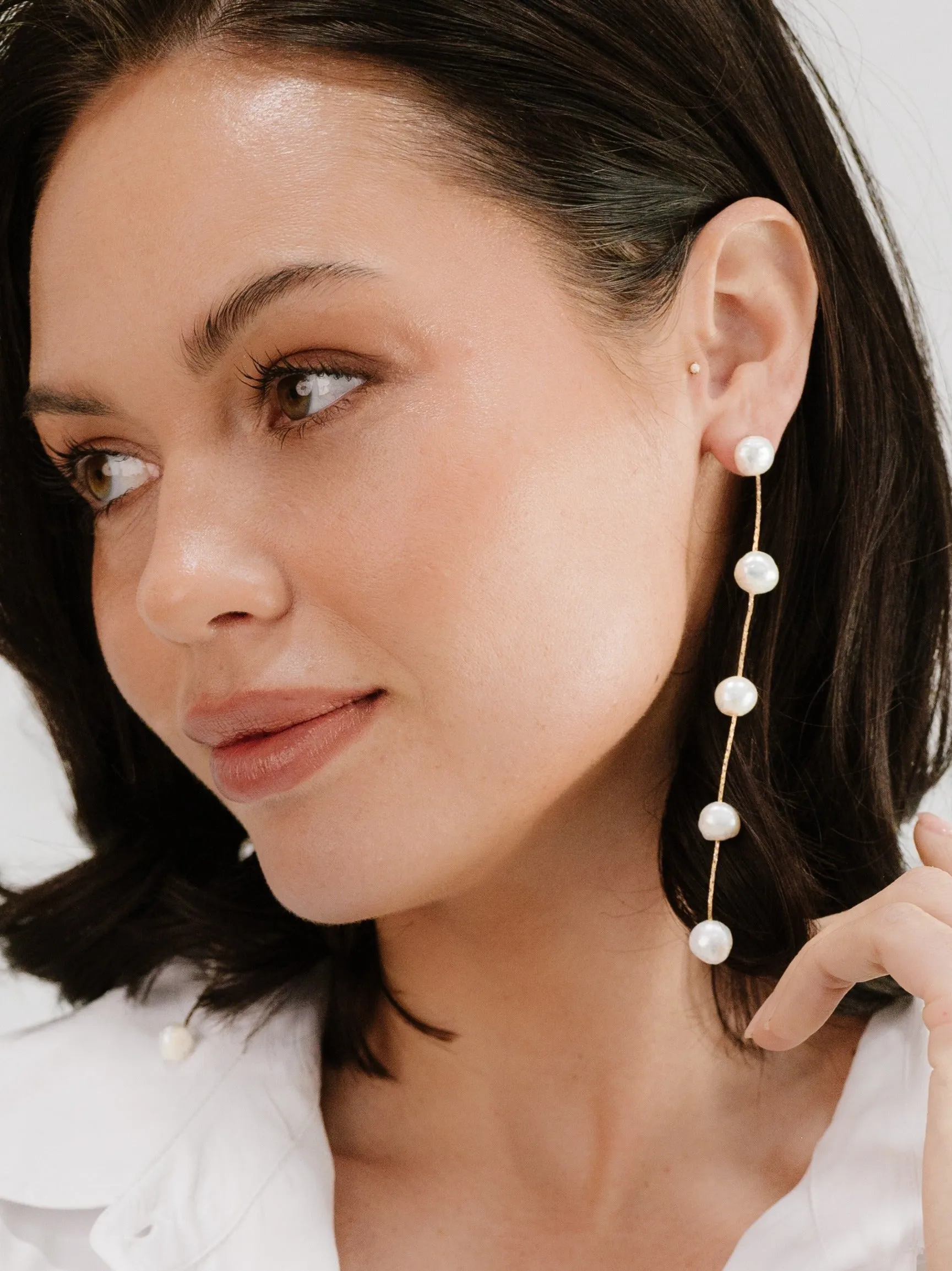 Dripping Pearl Delicate Drop Earrings sold by Boston Proper product image thumbnail 2