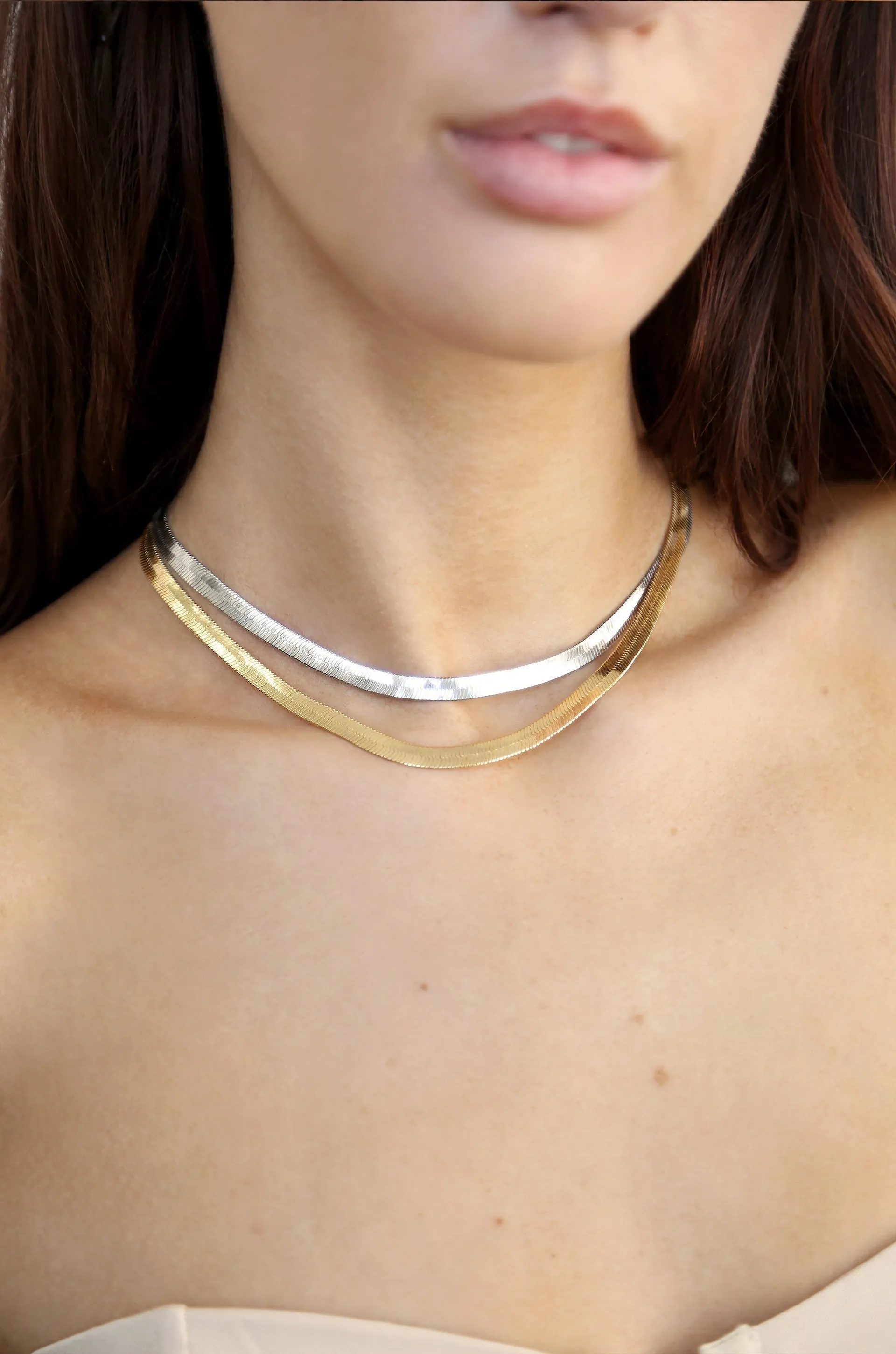 Brooklyn Flat Herringbone Chain Necklace sold by Boston Proper product image thumbnail 2
