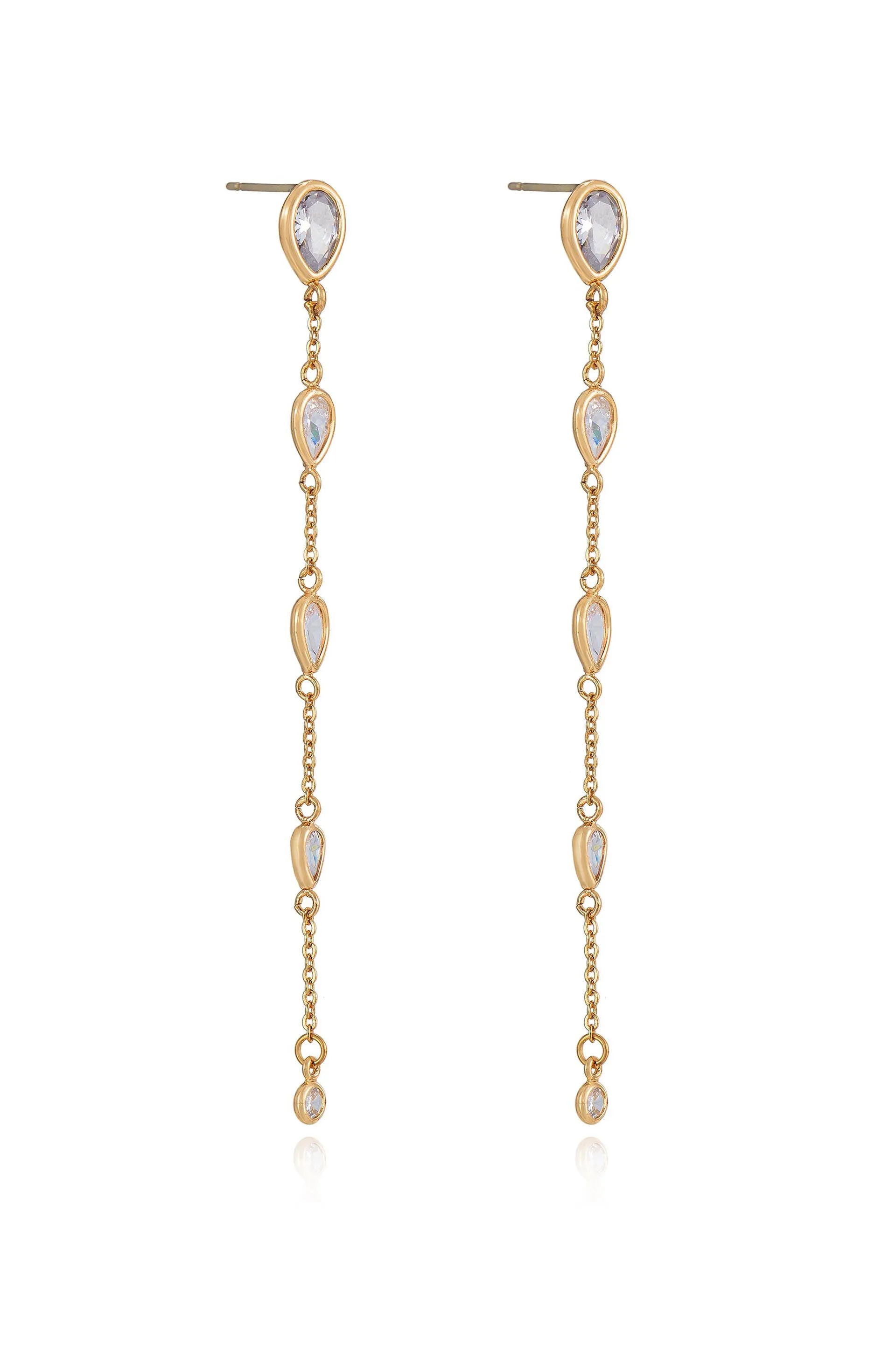 Dainty Bezel Crystal Dangle Earrings sold by Boston Proper product image thumbnail 3