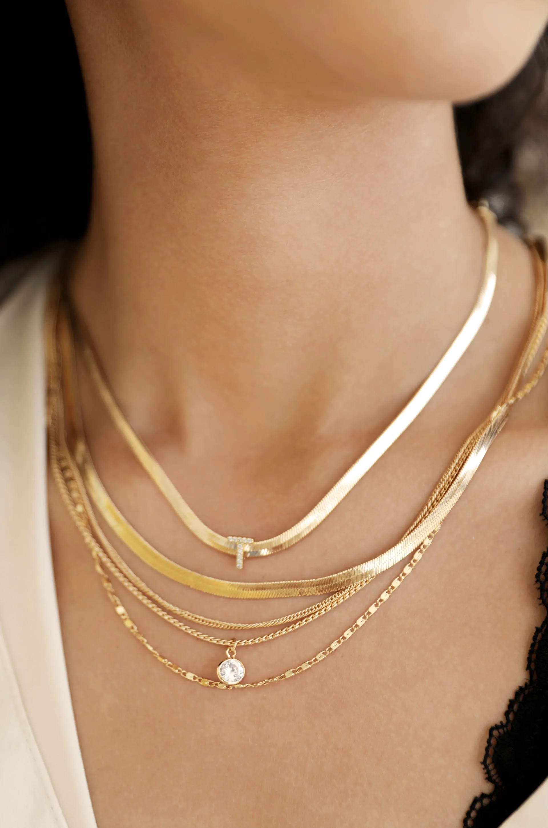 Initial Herringbone Necklace sold by Boston Proper product image thumbnail 4