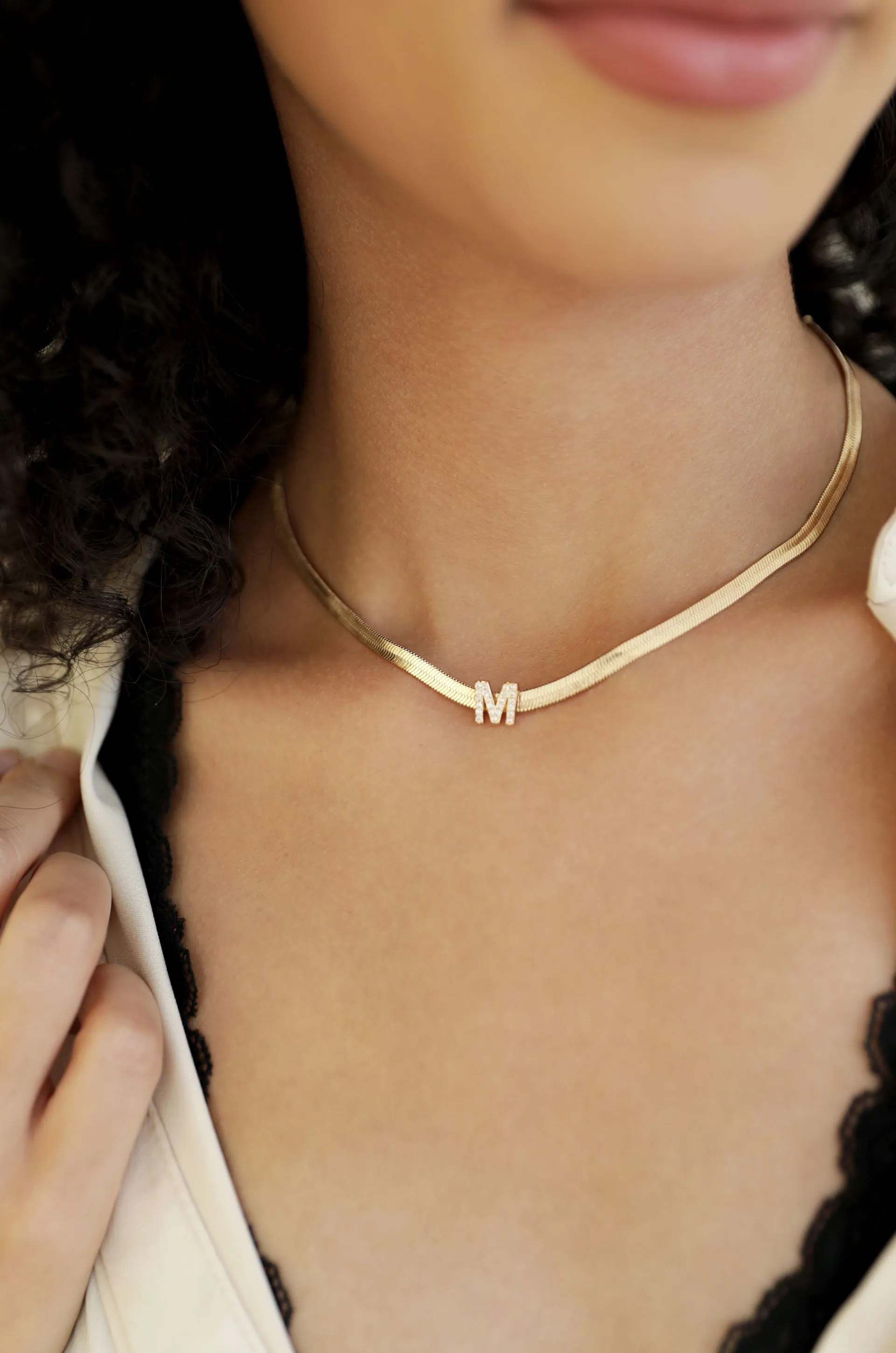 Initial Herringbone Necklace sold by Boston Proper product image thumbnail 2