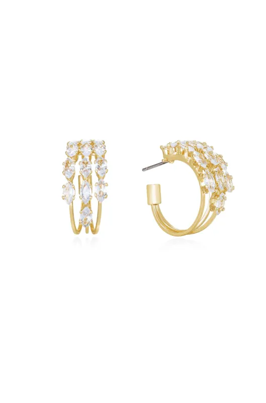 Multi-Crystal Huggie Hoop Earrings sold by Boston Proper