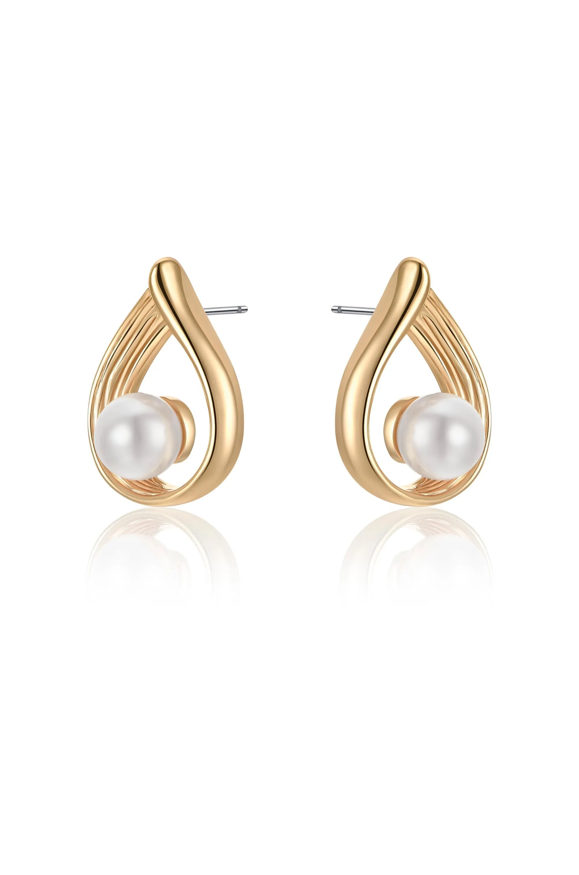 Golden Teardrop and Pearl Earrings sold by Boston Proper product image thumbnail 3