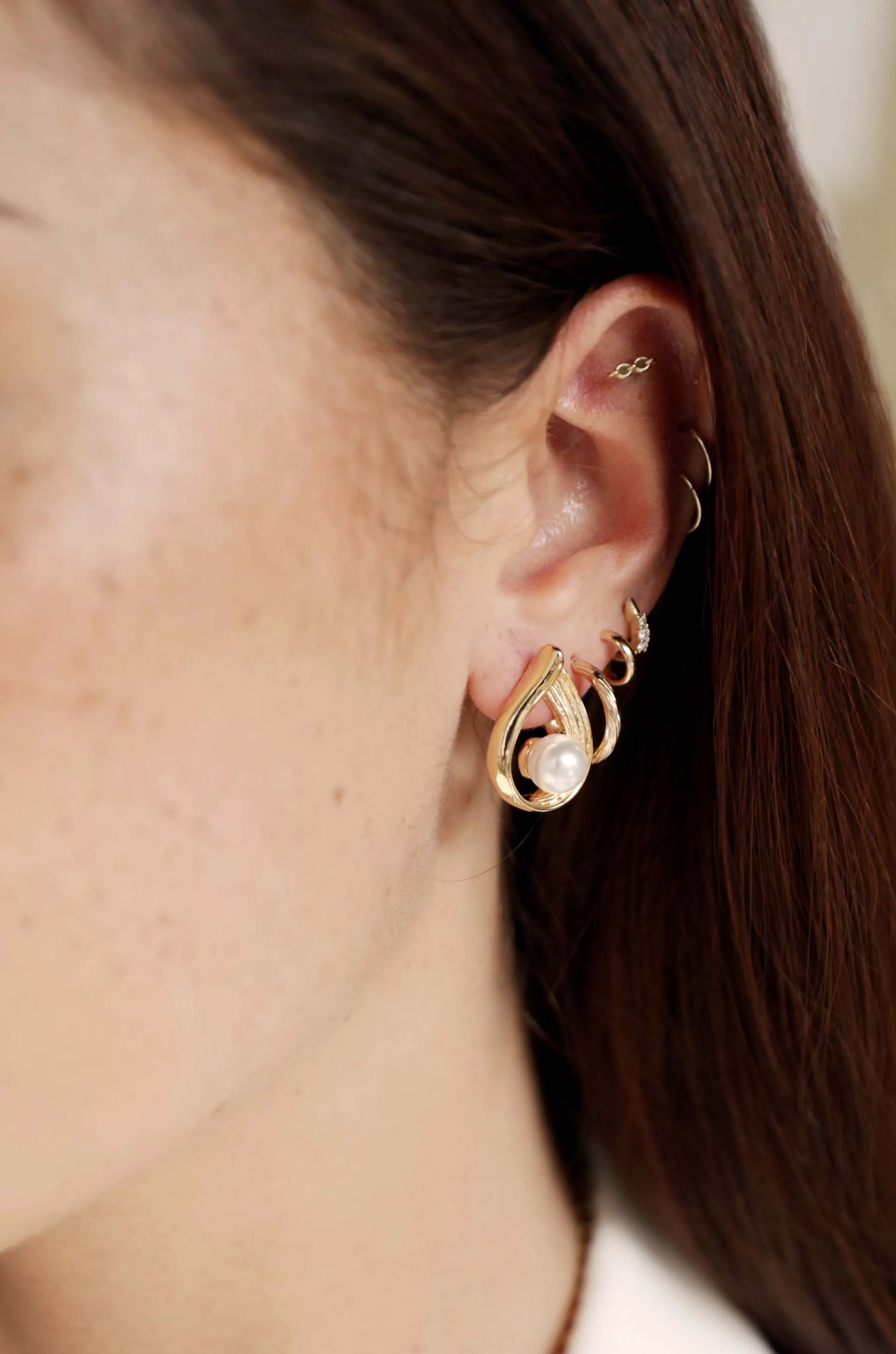Golden Teardrop and Pearl Earrings sold by Boston Proper product image thumbnail 2