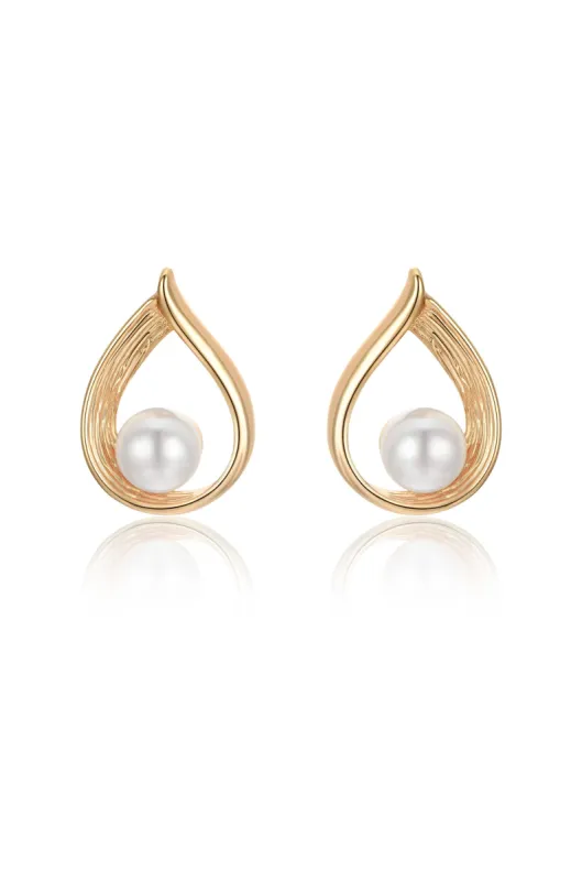 Golden Teardrop and Pearl Earrings sold by Boston Proper