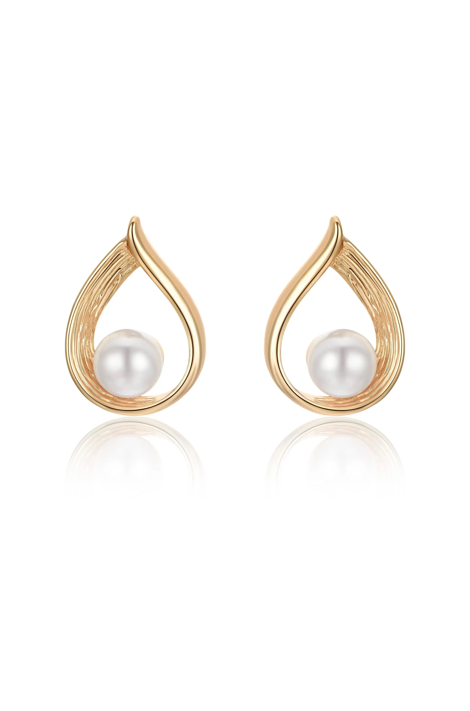 Golden Teardrop and Pearl Earrings sold by Boston Proper