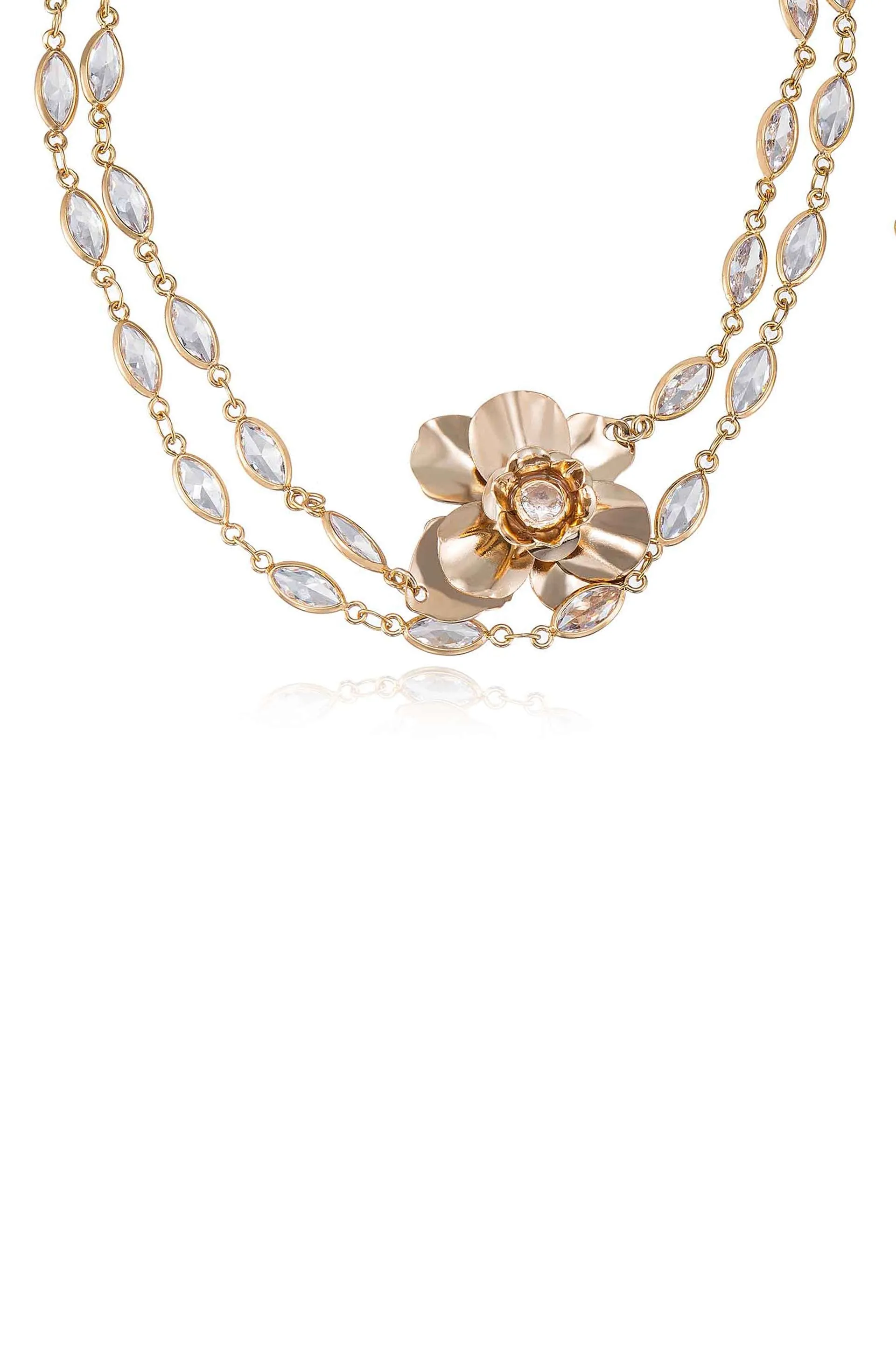 Bezel Crystal Layered Flower Necklace sold by Boston Proper