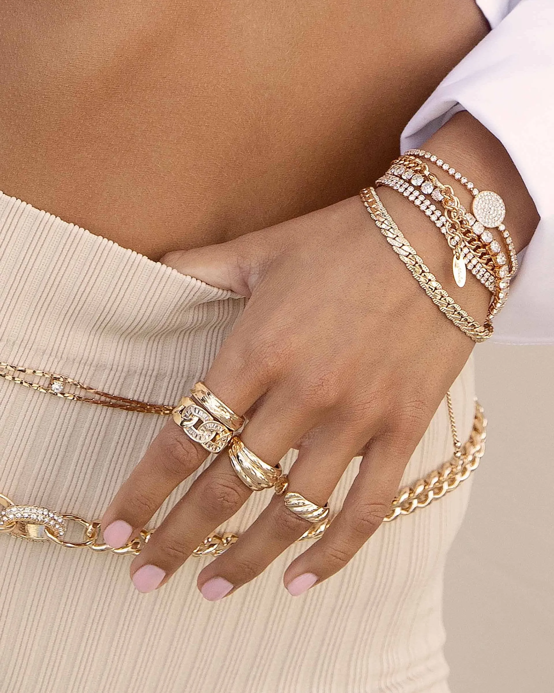 Adjustable Crystal Link Ring sold by Boston Proper product image thumbnail 4