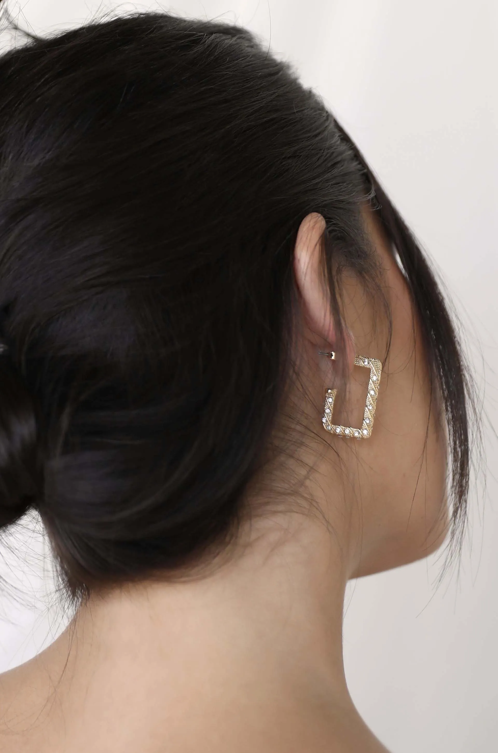 Crystal Studded Rectangle Earrings sold by Boston Proper product image thumbnail 2