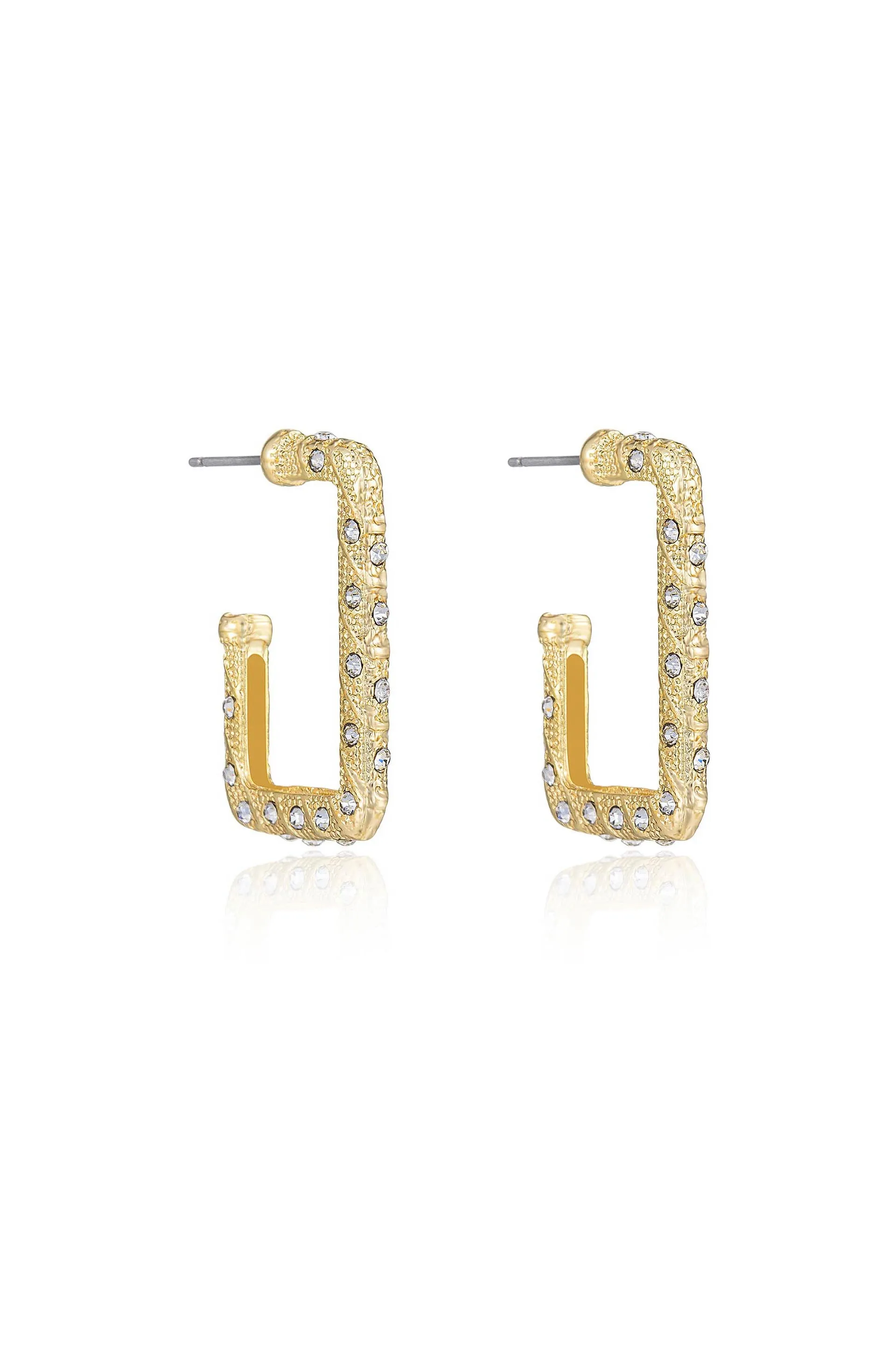 Crystal Studded Rectangle Earrings sold by Boston Proper product image thumbnail 4