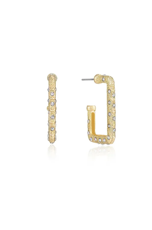 Crystal Studded Rectangle Earrings sold by Boston Proper