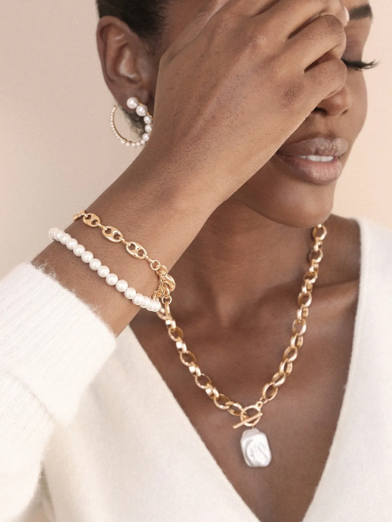 Pearl and Chain Wrap Bracelet sold by Boston Proper product image thumbnail 4